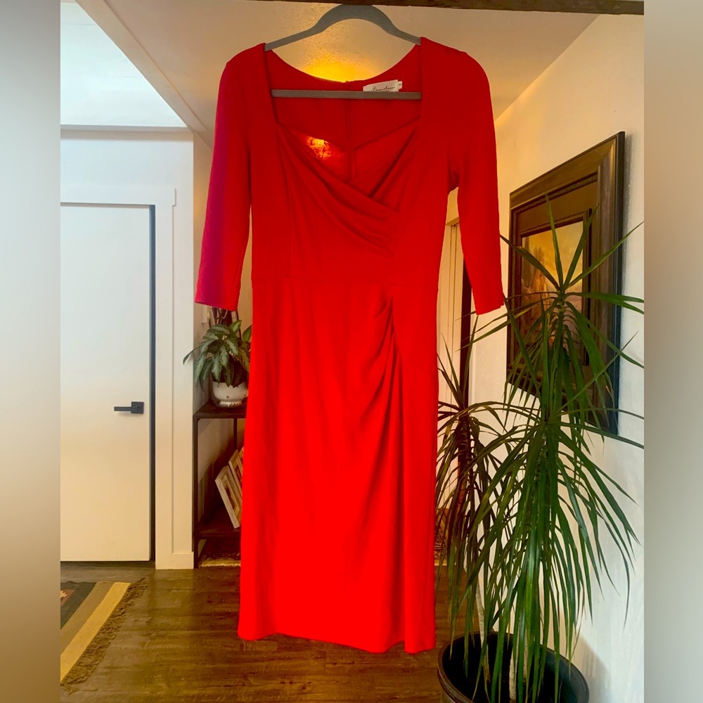 Neudow‎ 3/4 Sleeve Princess Neckline Red Dress Women’s Small Preloved